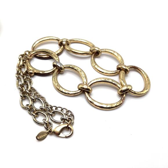 Chico's Hammered Gold Tone Looped Necklace, 23 Inches - Picture 7 of 10